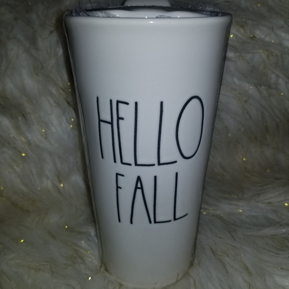 Hello Fall Ceramic Tumbler with Lid | Rae Dunn - Picture 2 of 4